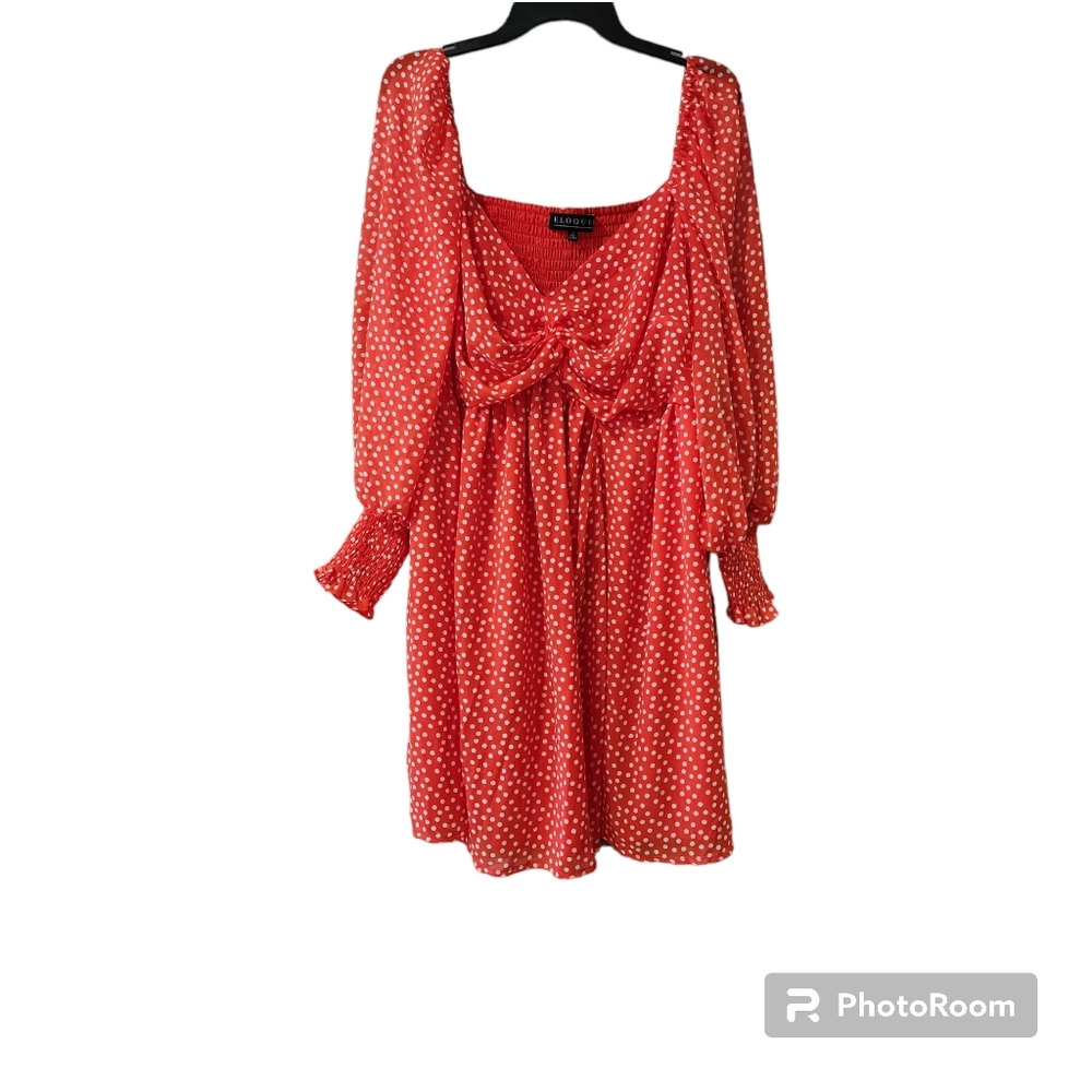Eloquii size 22 la Dota Vita twisted bodice red white polka dots mini dress